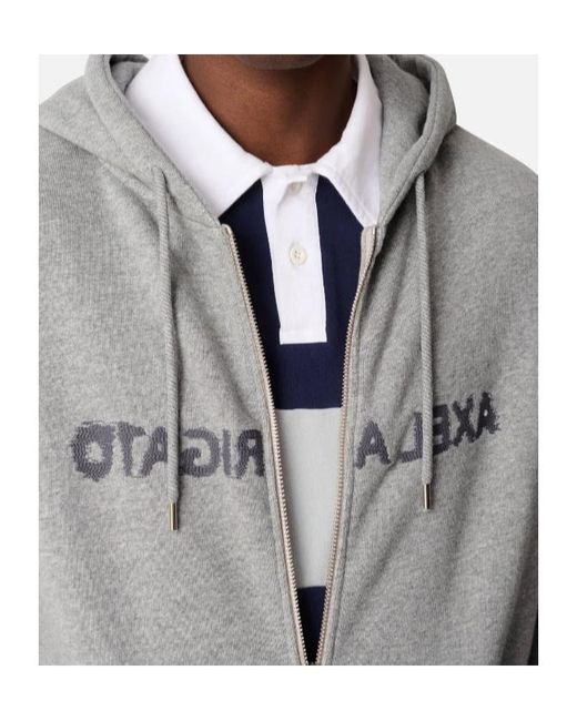 Axel Arigato Gray Rhys Logo-Embroidered Zip-Up Hoodie for men