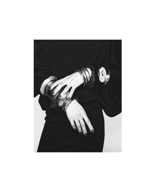 Saint Laurent Black Scratch Volcanic Bangle