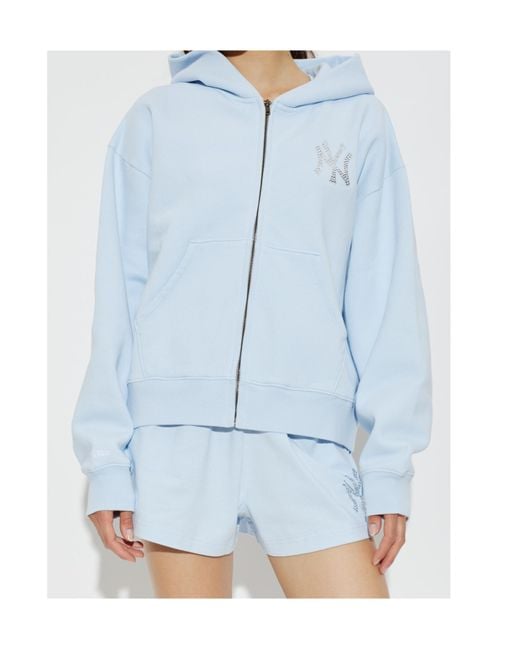 Sporty & Rich Blue Long-Sleeve Hooded Sweatshirt