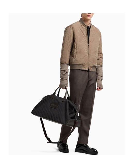 Emporio Armani Natural Quilted Check Bomber Jacket for men