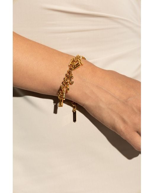 Moschino Metallic Logo Charm Bracelet
