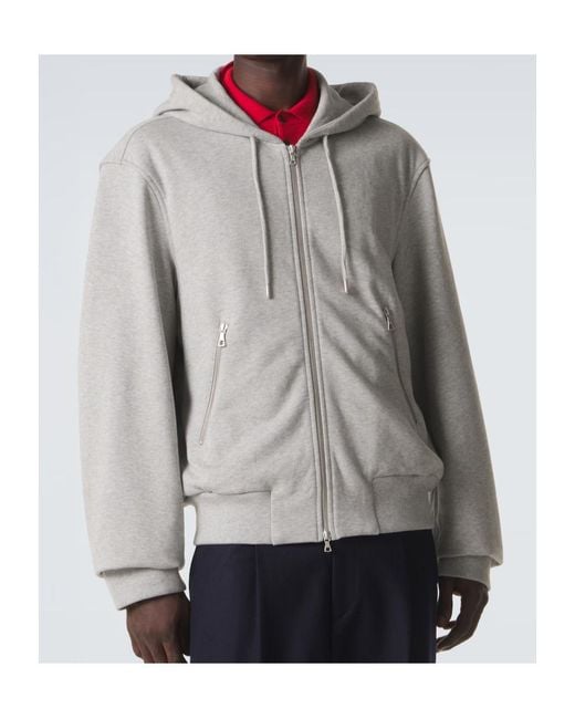 Dries Van Noten Gray Cotton Zip-Up Hoodie for men