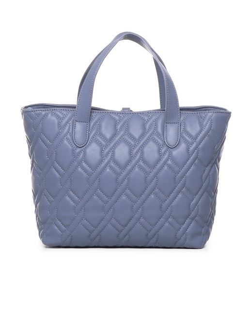V73 Blue Margaret Logo Lettering Top Handle Bag