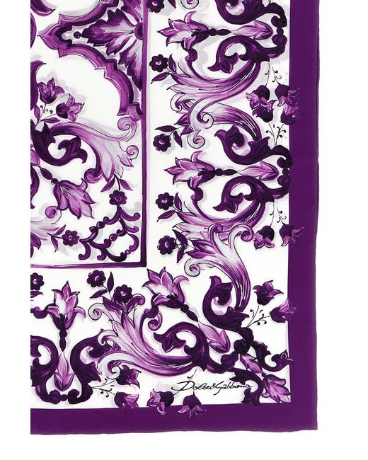 Dolce & Gabbana Purple 'Maiolica' Print Scarf