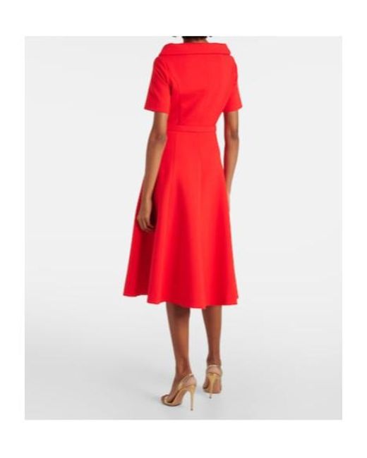 Oscar de la Renta Red Wool-Blend Midi Dress