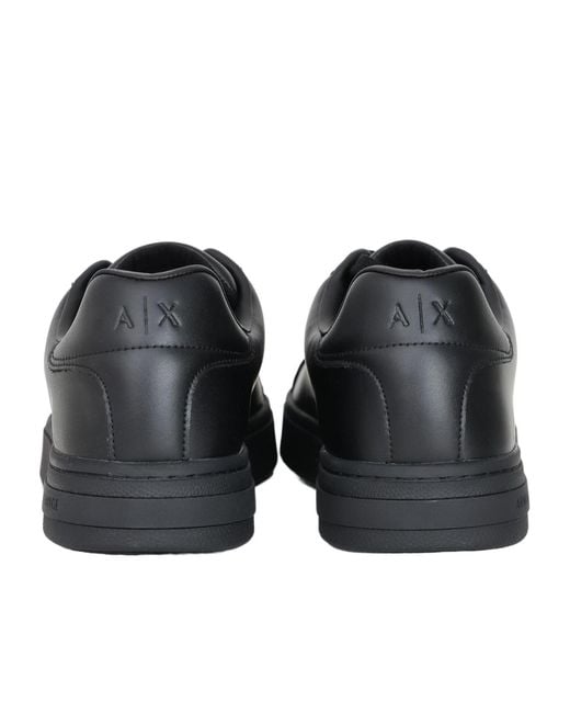 ARMANI EXCHANGE Black Leather Sneakers for men
