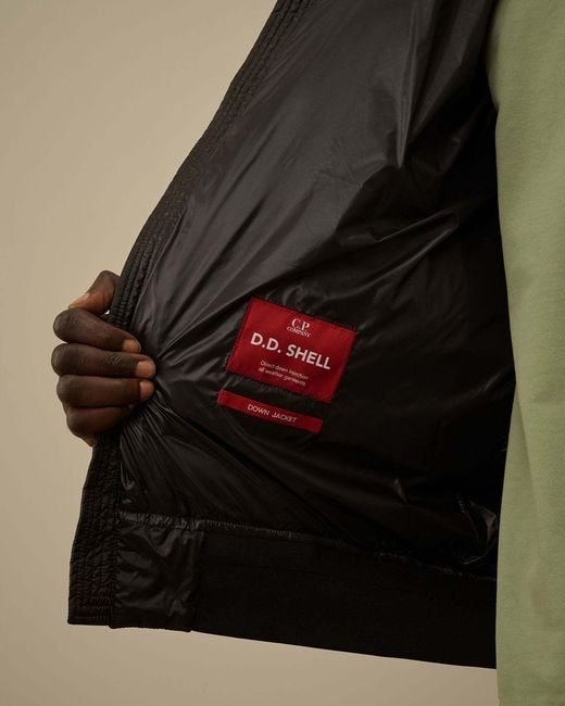 C P Company Black D.D. Shell Hooded Down Jacket for men
