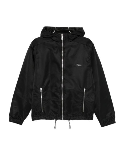 Coperni Black Hooded Drawstring Hem Zip-Front Jacket