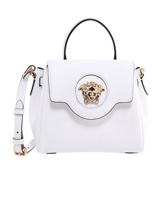 Versace White La Medusa Small Top Handle Bag