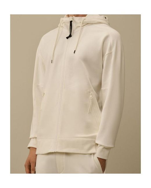 C P Company Natural Diagonal Raised Fleece Goggle Sweatshirt for men