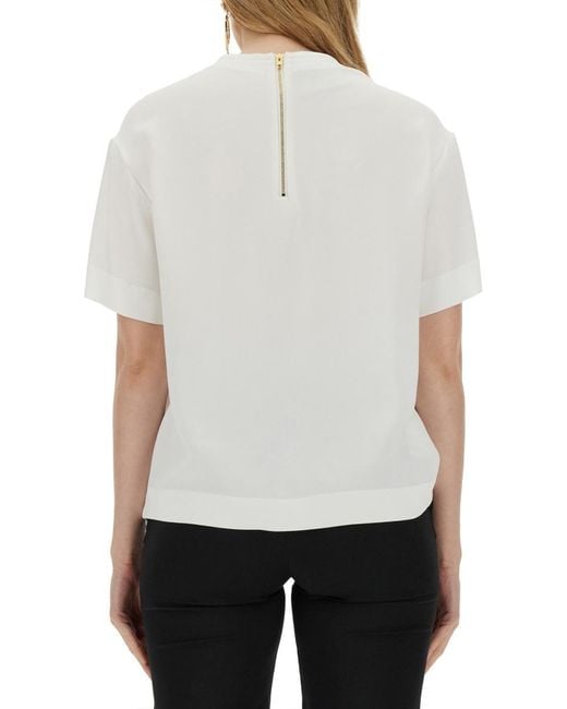 Moschino White T-Shirt With Round Neck And Short Sleeves