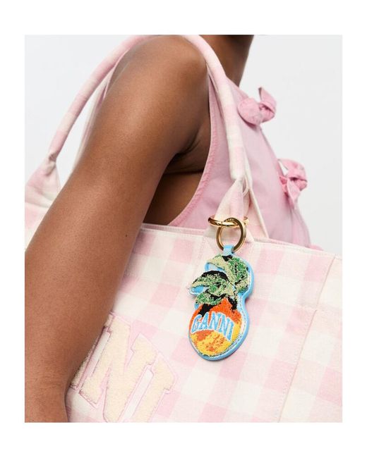 Ganni White Apple Keyring