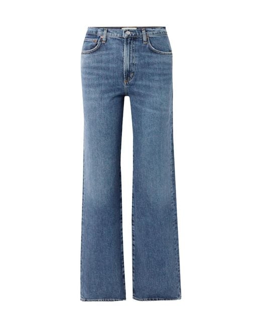 Agolde Blue High Waist Straight Jeans