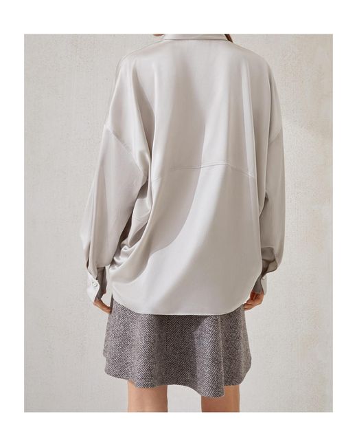 Brunello Cucinelli Gray Long Sleeve Blouse