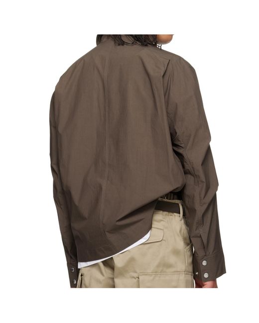 Sacai Brown Button-Up High Neck Jacket for men