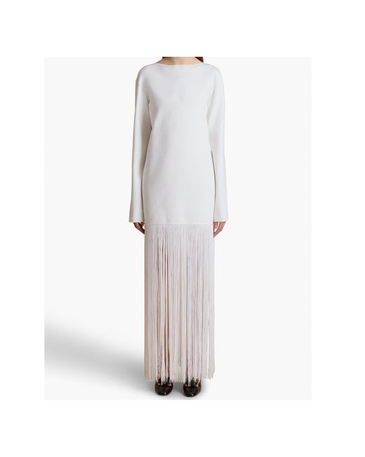 Khaite White Paley V-Back Maxi Dress