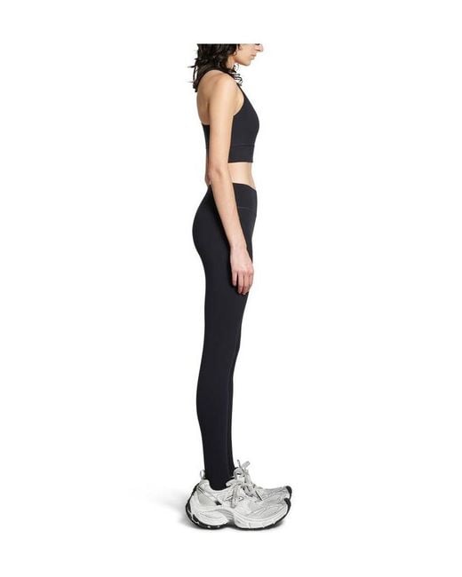 Balenciaga Black Reflective Logo Print Round-Neck Sport Bra