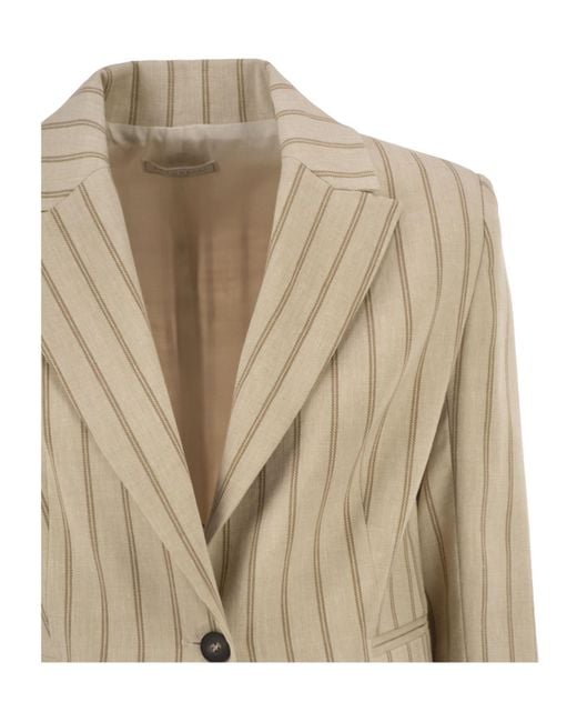 Antonelli Natural Pinstriped Single-Breasted Blazer