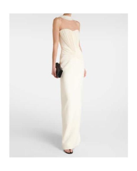 David Koma White Scarf-Detail Ruched Cady Cocktail Dress