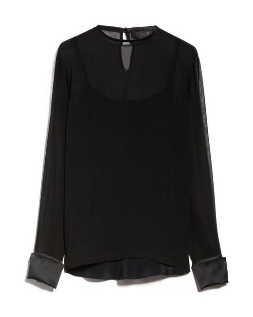 Max Mara Black Pianoforte Crewneck Long-Sleeved Top