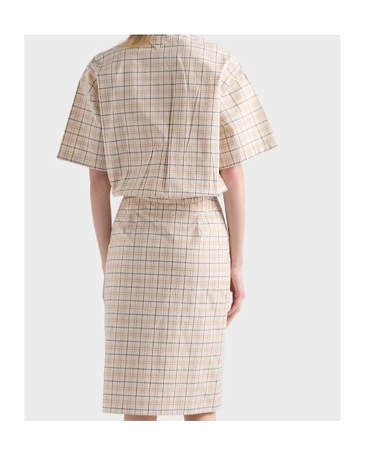Prada Natural Embroidered Checked Poplin Top