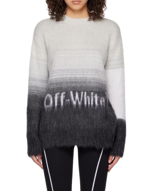 Off-White c/o Virgil Abloh Gray Logo-Print Gradient Jumper
