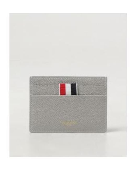 Thom Browne Gray Leather Card Holder for men
