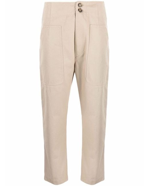 Isabel Marant Natural High-Waisted Cropped Trousers