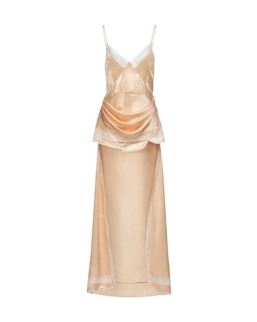 Magda Butrym Natural Peach-Colored Asymmetrical Slip Dress With Lace Inserts