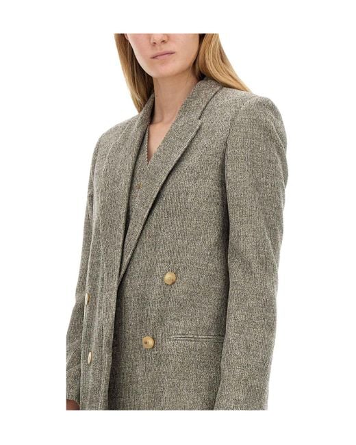 Alysi Gray Double-Breasted Long Sleeved Blazer