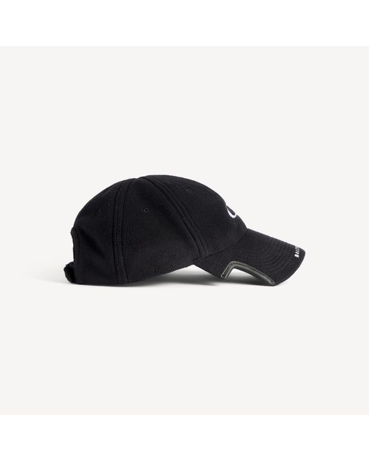 Balenciaga Black Embroidered Fleece Baseball Cap for men