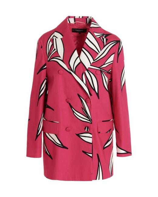 Rochas Red Double-Breasted Suit Jacket