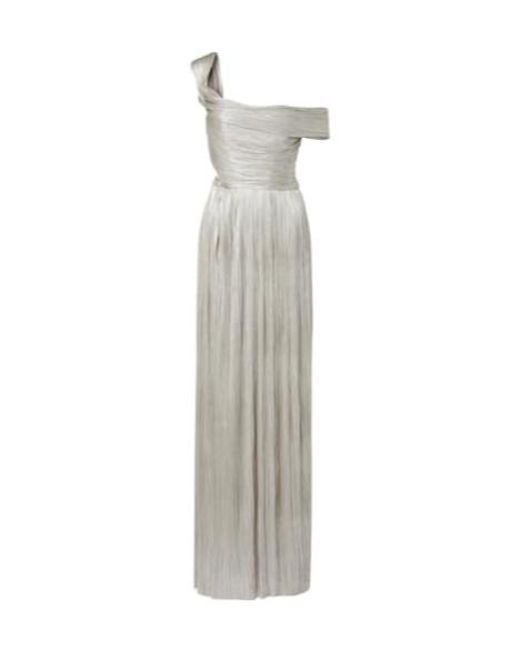 Maria Lucia Hohan White Serene Asymmetric Silk Mousseline Gown