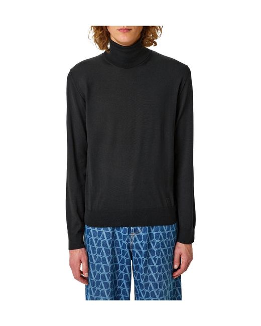 Valentino Black Minimalist Turtleneck Sweater for men