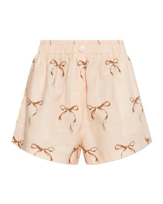 Forte_forte Natural Bow-Print Shorts