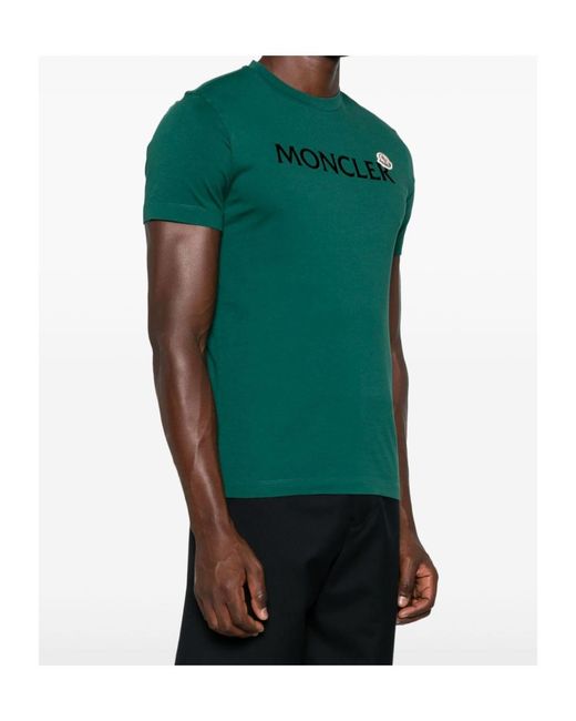 Moncler Green Logo Printed Crewneck T-Shirt for men