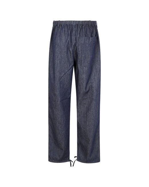 Dries Van Noten Blue Drawstring Casual Pants