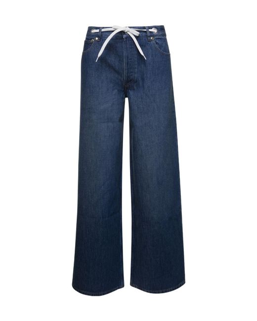 A.P.C. Blue Drawstring Wide Leg Jeans