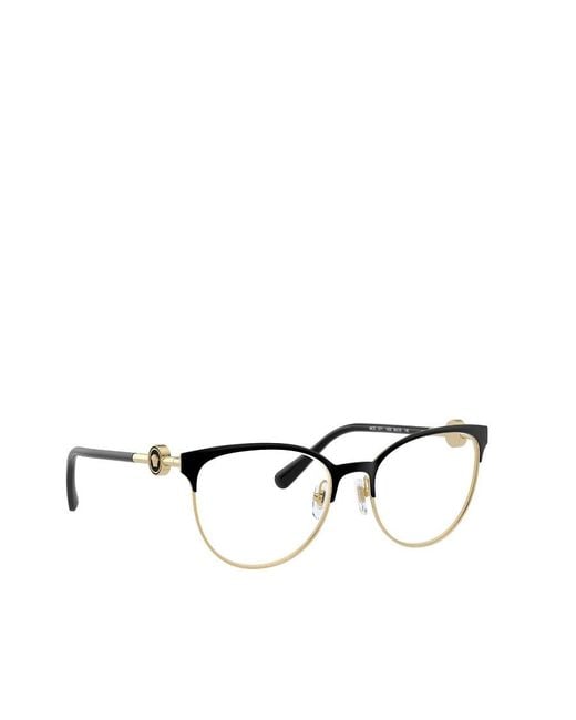 Versace White Eyewear Logo Plaque Cat-Eye Frame Glasses