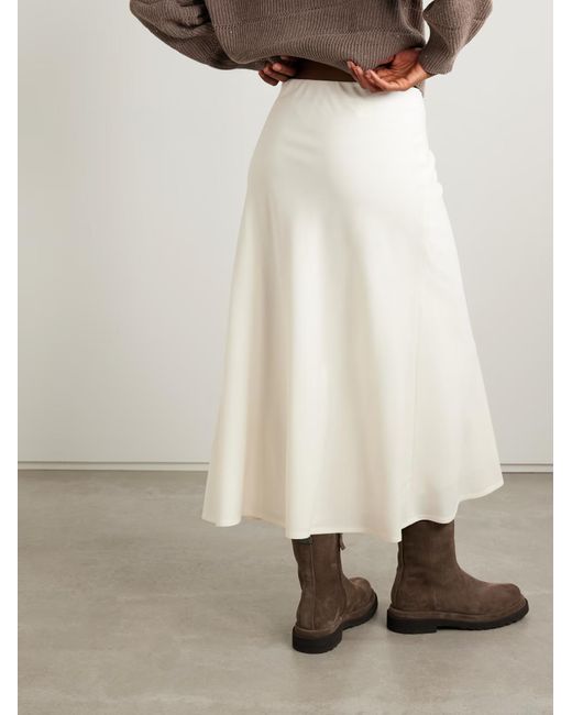 Brunello Cucinelli White A-Line Midi Skirt