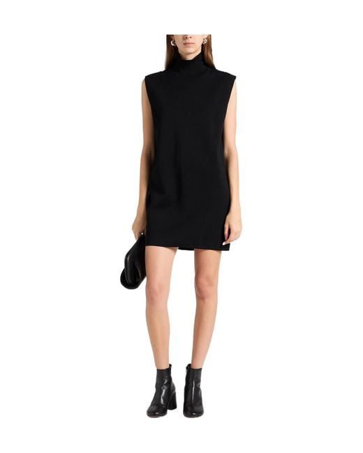 Max Mara Black Solid-Colored Wool Sleeveless Dress