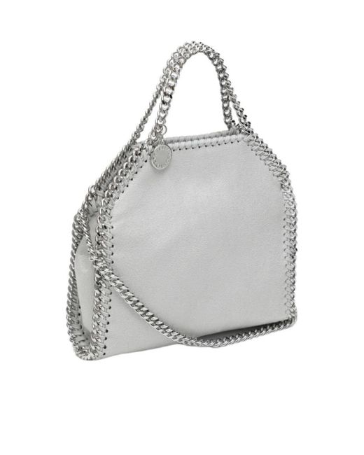 Stella McCartney Gray Logo Charm Chain Shoulder Bag