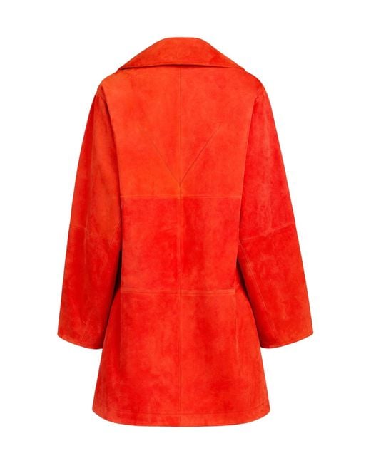 Alaïa Red A-Line Suede Goatskin Coat