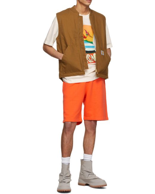 Heron Preston Orange Logo Patch Bermuda Shorts for men