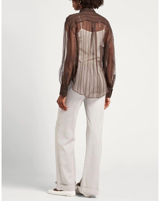 Brunello Cucinelli Brown Solid Long-Sleeve Shirt