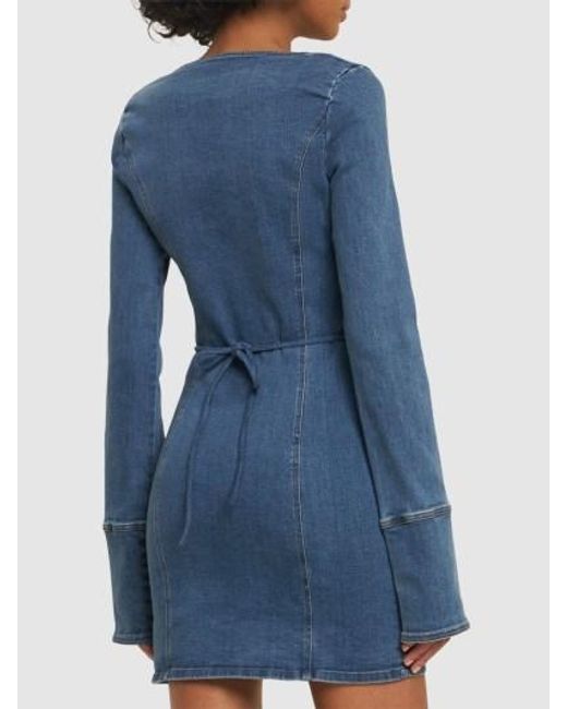ROTATE BIRGER CHRISTENSEN Blue Rose Stretch Denim Mini Dress