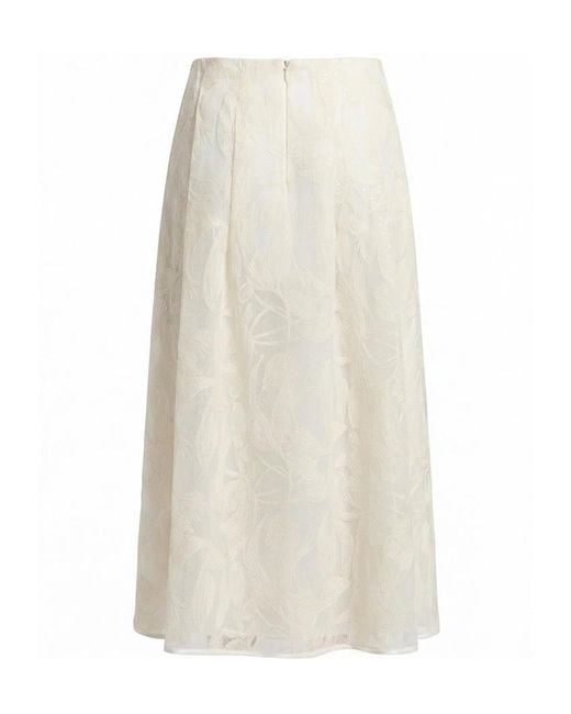 Peserico White Floral Print Pleated Skirt
