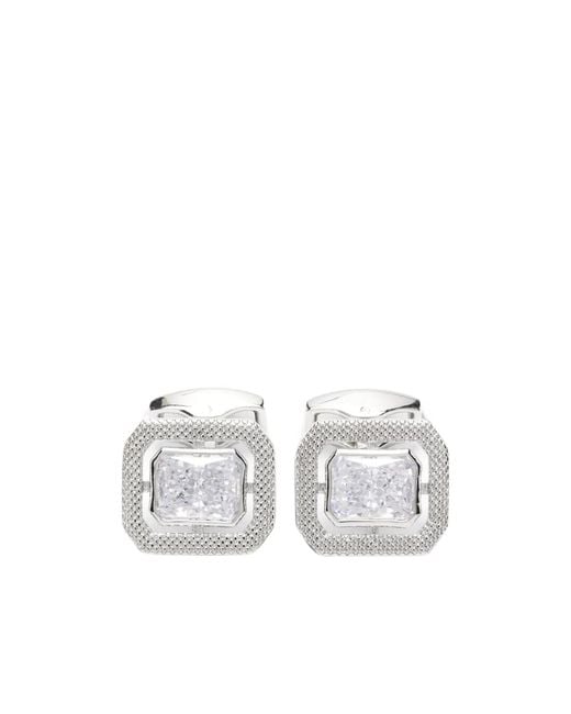 Tateossian White Crystal-Embellished Cufflinks for men