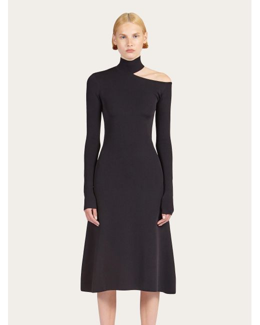 Ferragamo Black Hollowed-Out Dress