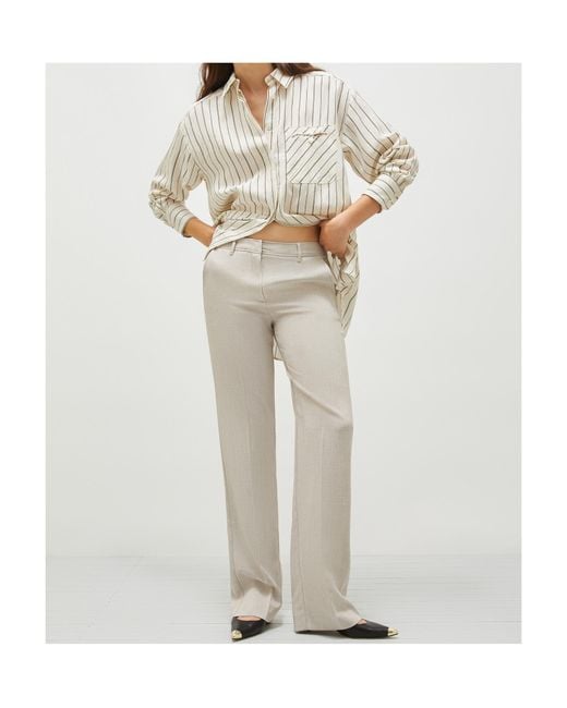 Marella White Straight-Fit Stretch Trousers
